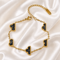 Bracelet trèfle à quatre feuilles en acier inoxydable plaqué or 18 carats de 13 mm pour femme, bijou tendance en nacre colorée, porte-bonheur