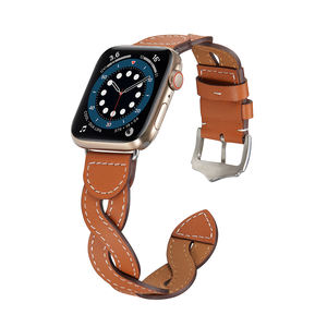 Leyi-pulsera de reloj de cuero genuino <span class=keywords><strong>para</strong></span> apple iwatch 5 6 7 series, pulsera de repuesto tejida trenzada <span class=keywords><strong>para</strong></span> <span class=keywords><strong>Iphone</strong></span> - Product Image 5