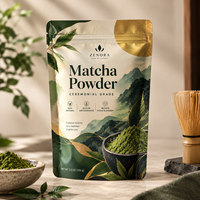Sachets Doypack Personnalisés à Haute Barrière pour Poudre de Matcha, Imprimés, Refermables avec Fermeture Éclair, Emballage Alimentaire pour Vente au Détail et Stockage