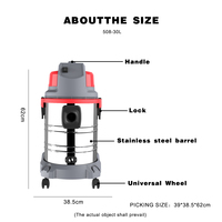 Aspirateur eau et poussière JIENUO 1400W 30L avec filtration à l'eau, nettoyeur de tapis industriel, acier inoxydable, haute puissance JN508-30L