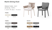 Chaise de salle à manger d'extérieur empilable moderne en aluminium thermolaqué, mobilier de jardin résistant aux UV, chaises de patio en corde