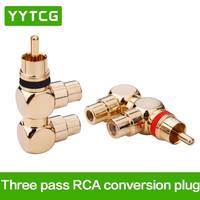 Adaptador RCA Tipo F YYTCG, Conector Macho Chapado en Oro a 2 Hembra, Cable de Audio y Video AV, Conector Jack, Convertidor
