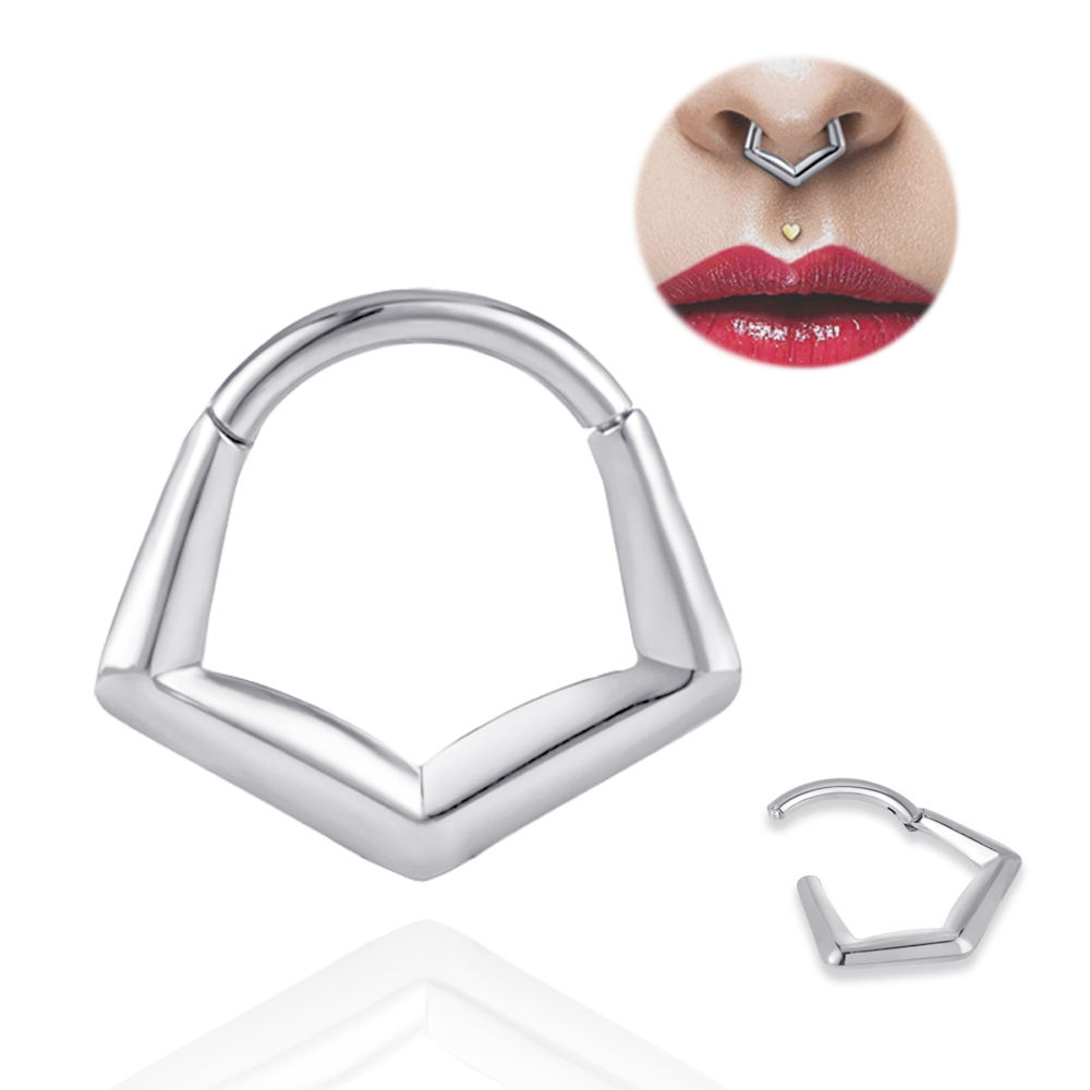 ASTM F136 Grade Titanium New Shape Hinged Nose Ring Clicker Nose