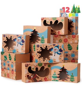 Window baked Christmas cookie box for pastries, cupcakes, brownies, brown Kraft <b>baking</b> boxes - Product Image 1