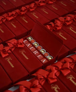 Customized Red Velvet Chocolate Box Top Bottom Packaging Slider Magnetic Luxury Suede <strong>Gift</strong> Boxes Rigid for <strong>Wedding</strong> <strong>Gifts</strong> <strong>Hampers</strong> - Product Image 1