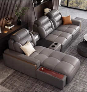 लक्जरी आधुनिक चमड़े के अनुभागीय सोफे बिस्तर परिवर्तनीय कोने लाउंज सोफे सेट विस्तारित डिजाइन समकालीन टिकाऊ लिविंग रूम - Product Image 2
