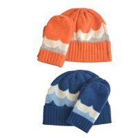 Bonnet d'hiver pour bébé en pur cachemire, mignon et doux pour la peau, ensemble de gants personnalisé pour enfants, bonnet d'extérieur en tricot uni et chaud pour l'extérieur