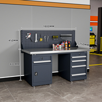 Banc de travail robuste avec panneau de rangement pour outils pour garage et atelier