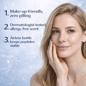 Siero Viso Organico 30ml con Peptidi di Rame GHK-Cu, Acido Ialuronico e Collagene, Liquido Riparatore e Rassodante, Prodotti per la Cura della Pelle - Product Image 4
