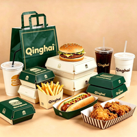Boîte à frites jetable en papier pour emporter, emballage alimentaire personnalisé pour ailes de poulet, boîtes à hamburgers, conteneur pour plats à emporter rapides