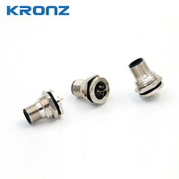 Conector Industrial KRONZ M12 Macho de 5 Pines, Código A, Resistente, Chapado en Oro, Montaje en Panel con Copa de Soldadura, IP67, Alta Resistencia, Temperatura Ambiente