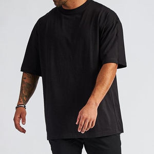 T-shirts amples et décontractés pour hommes en coton noir 100 %, 230 g/m², à épaules tombantes, coupe oversize, unis, pour l'été - Product Image 4