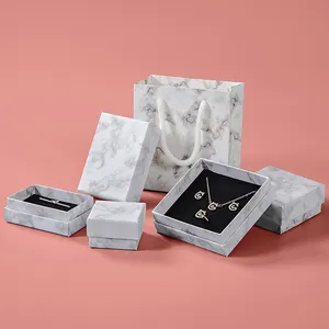 OEM Necklace Jewellery Marble Box Screen Printing Custom Luxury Paper Ring Fancy Packaging Gift Jewelry Boxes With Logo Printed