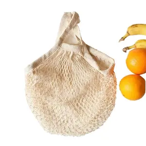 Portable Large Capacity Reusable Organic Cotton Tote Mesh Shopping Net bag Supplier