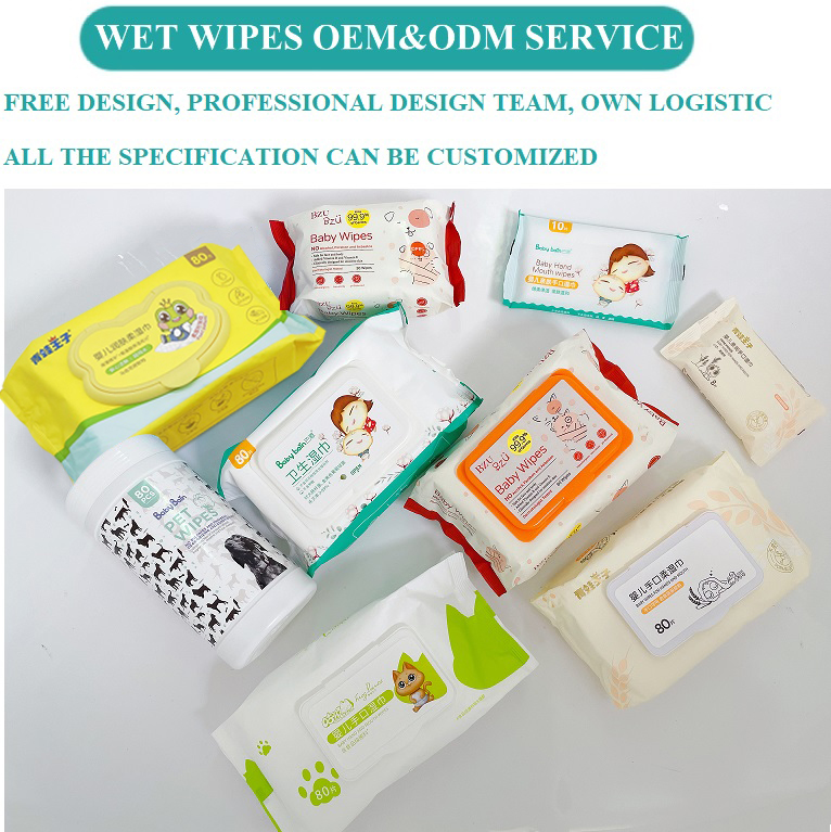 Wholesale Price Spunlace Nonwoven Baby Wet Wipes polyester viscose material Embossed Fabric wet wipes manufacturer