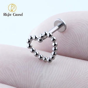 Implantaat Kwaliteit Titanium Astm F136 Kralen Holle Hartvorm Tragus Piercing Studs - Product Image 2