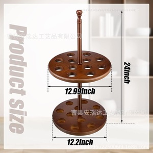 Paragüero de pie de madera maciza para interiores, estilo retro, con soporte para bastones, estante de almacenamiento y exhibición para sala de estar - Product Image 5