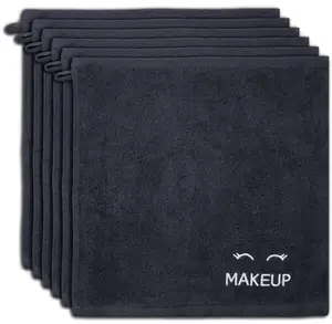 Makeup Remover Wash Cloth,Soft Coral Fleece Microfiber Fingertip Face Towel Washcloths for Hand and Make Up, 13 x 13 in, Black