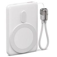 Batterie externe 10000mAh magnétique sans fil au lithium-ion, charge rapide 22.5W avec câble intégré Type-C et écran LED