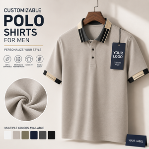 เสื้อโปโลแขนสั้นผู้ชาย คอปกตัดสี ปักโลโก้ตามสั่ง รับผลิตแบบ OEM ODM ผู้ผลิตและจำหน่าย - Product Image 1