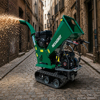 Broyeur de bois sur chenilles à essence robuste GST120 15HP, déchiqueteuse de branches automotrice de 120 mm pour le défrichement des terrains