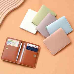 Simple Foldable Snap-Clasp <b>Small</b> Coin <b>Purse</b> Drivers Card Holder Soft Leather Factory Wholesale Card Holder Credit Card Case - Product Image 1