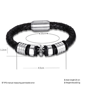 Factory Wholesale Punk Jewelry European American Unisex Stainless Steel Magnetic Buckle Nautical Design Skull Head <b>Bracelets</b> - Product Image 6