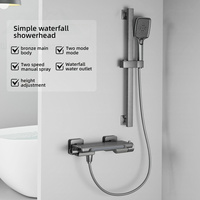 Système de douche thermostatique en cascade gris anthracite Wayon pour salle de bain préfabriquée