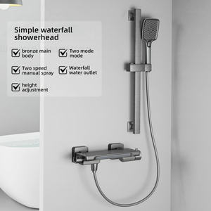 Sistema Doccia Termostatico a Cascata Wayon Moderno Grigio Canna di Fucile per Bagno Prefabbricato - Product Image 5