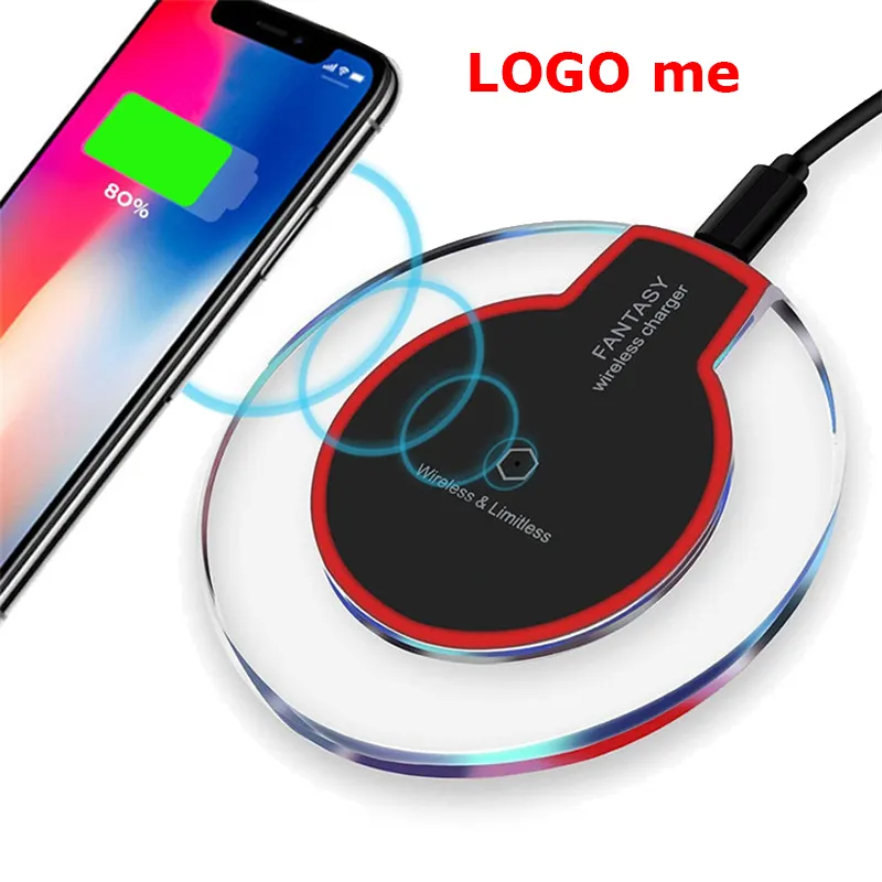 Hot Sale Wireless Charger Transparent LED Flashing Portable Charging Station For Android Phone with Wireless Receiver