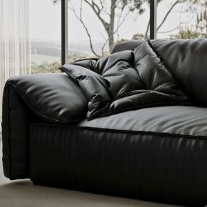 Sofá Seccional de Cuero Estilo Italiano GEDO 2026 de Tres Plazas con Orejas de Elefante, Muebles para Sala de Estar, Juego de Sofás - Product Image 3
