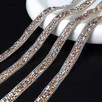 Bande d'appliqué en strass de résine, chaîne perlée, motif de pierres scintillantes thermocollantes pour la fabrication de bijoux DIY et la décoration de vêtements