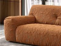 Ensemble de canapés minimalistes sur mesure en forme de arc, avec tissu doux et texture en relief/encastrée, pour salon
