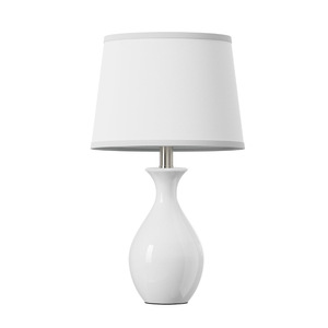 Modern Ceramic <b>Table</b> <b>Lamp</b> With Off White Shade E26 <b>Base</b> Led Light Source Knob Switch Eye Caring Design For Bedroom Living Room - Product Image 5
