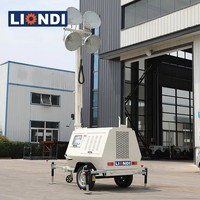 Tour d'éclairage mobile diesel économique de 9 m avec mât télescopique monté sur remorque pour usage industriel