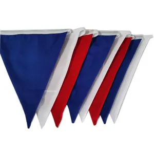 Özel 21ft kırmızı beyaz ve mavi kiraz kuşu afiş 20 bayrakları üçgen çift taraflı kumaş Bunting
