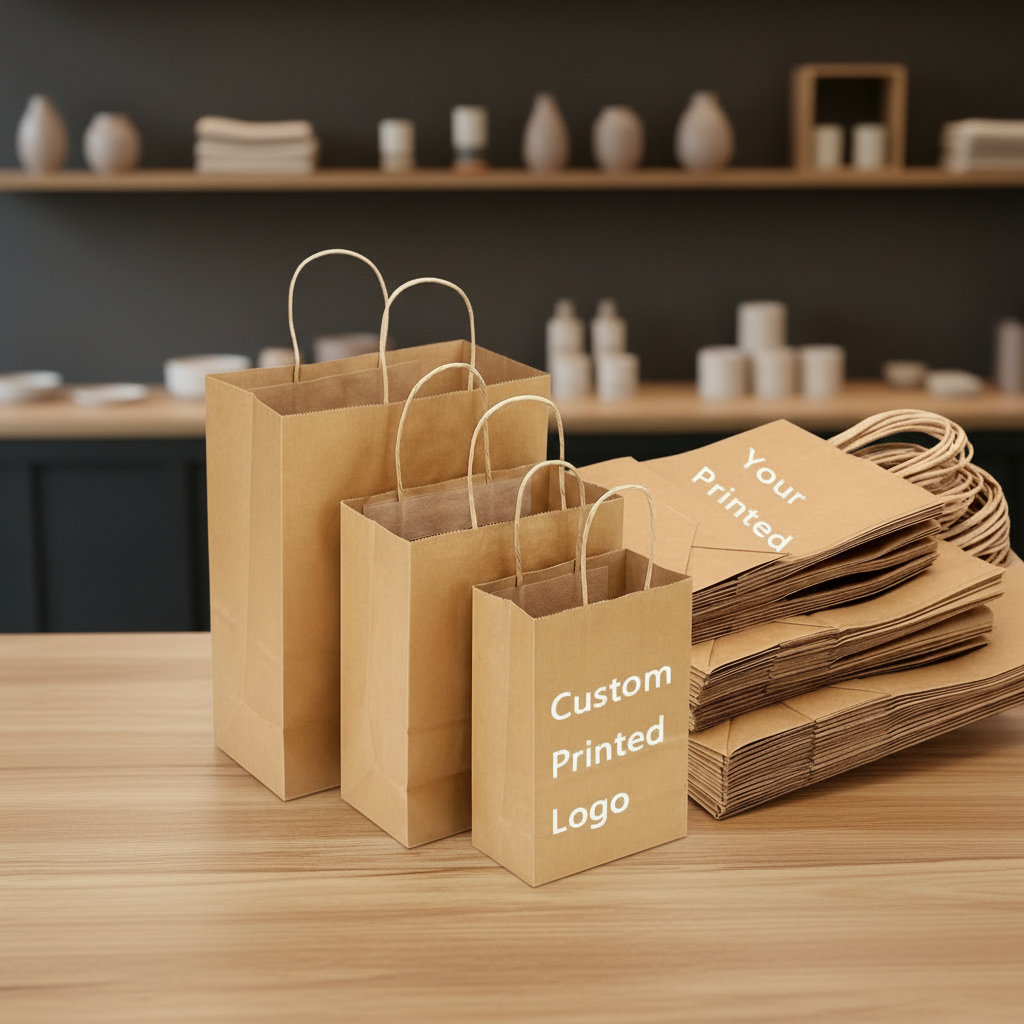 SSM Biodegradable Packaging Brown Paper Shopping Bags Custom Kraft Paper Bag With Handles