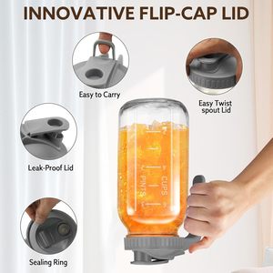 Jarra de leche de boca ancha de 32 oz y <span class=keywords><strong>64</strong></span> oz, contenedor de nevera para café helado, té, jugo, tarro de cristal azul con tapa hermética para verter - Product Image 5