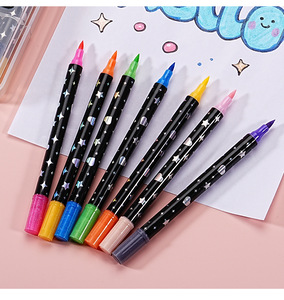 Groothandel 12 Stks/set Dubbele Borstel Tip Met Dubbele Glitter 24 Kleuren Aquarel Kunst Markers Set Voor Kinderen Schilderen En Tekenen - Product Image 1