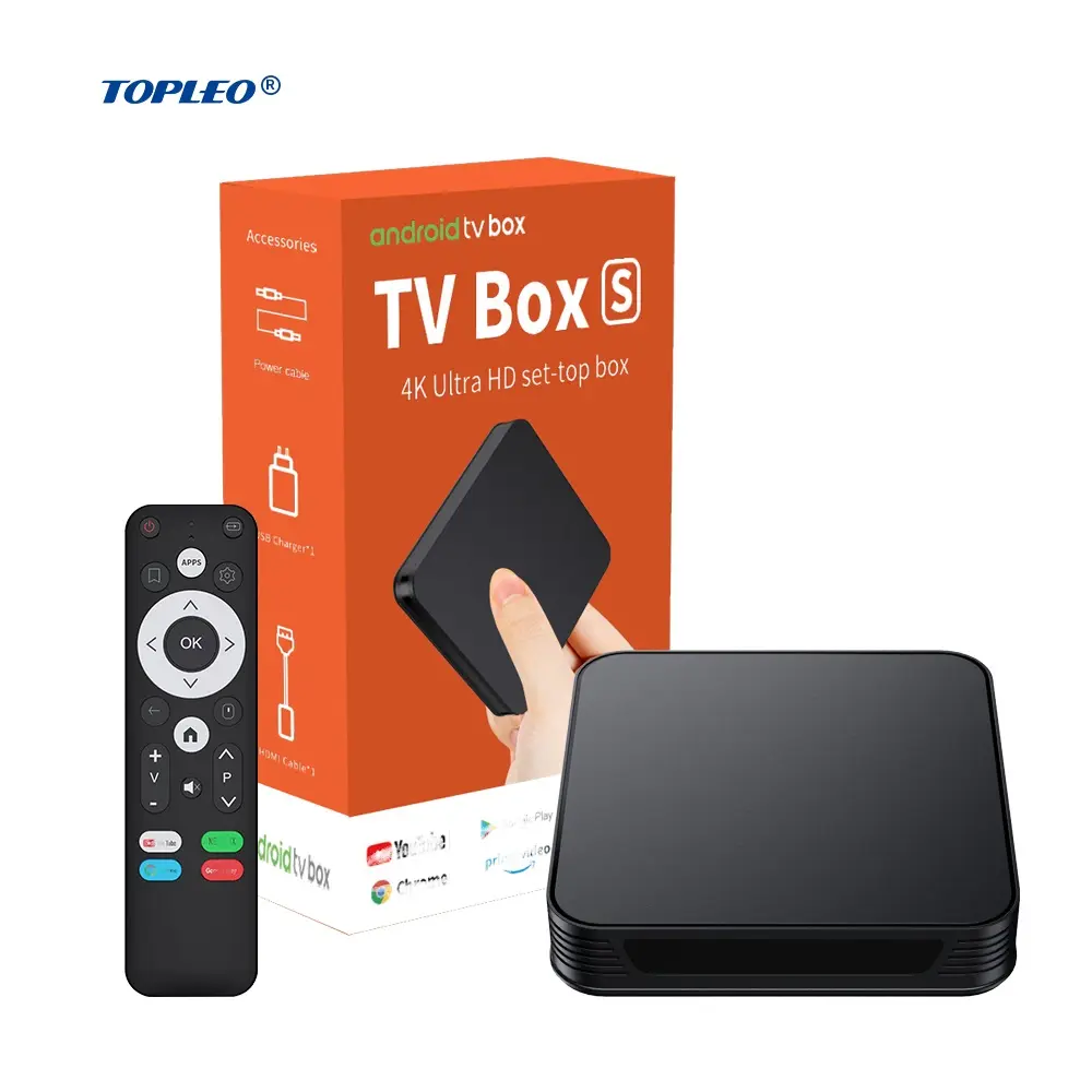Topleo tv box android 11 amlogic prend en charge AV1 4k 4gb 32gb smart android tv box