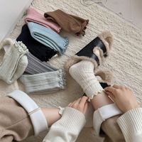 Chaussettes en coton mi-mollet pour femmes, automne et hiver - Couleur unie - Haute qualité pour la protection contre le froid et la chaleur