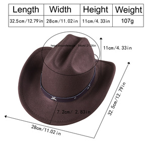 Chapeau de cowboy occidental pour enfants, 54 cm, unisexe, avec clous, pour les fêtes, pour les enfants, à porter en extérieur - Product Image 3