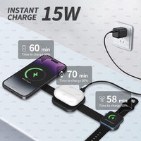 Station de charge pliable 3 en 1 Chargeur sans fil magnétique rapide pour 15 14 13 12 Pro/Max/Plus 5W pour Apple Watch 9/8/7/6