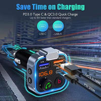 Transmetteur FM universel pour véhicule 12V-24V BT V5.0 Lecteur MP3 PD20W et QC3.0 Charge rapide Appels téléphoniques mains libres