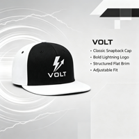 Casquette Snapback Hip Hop Bicolore Noir et Blanc avec Broderie Volt, Casquette Snapback Tendance Urbaine pour Tenues Décontractées, Sportives et Quotidiennes