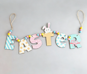 DAMAI Wholesale <b>Easter</b> Decor Bunny Wooden Slice Bead Garland Hanging <b>Ornament</b> Supplies for Home Party Farmhouse Decoration - Product Image 3