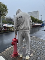 Ensemble de survêtement unisexe coupe carrée 2 pièces, sweat à capuche épais + pantalon de survêtement à revers, broderie personnalisée, vente en gros de vêtements