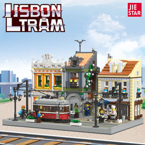 Giocattoli JIESTAR 3080 pezzi educativi in plastica, modello di stazione del <span class=keywords><strong>Tram</strong></span> europeo a due piani, <span class=keywords><strong>giocattolo</strong></span> per bambini Street View - Product Image 3