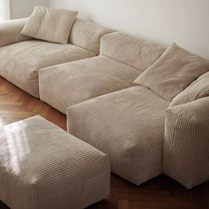 Conjunto de Sofás Modulares Contemporáneos, Sofás Seccionales Modernos de Terciopelo Sepia, Jacquard de Lino <span class=keywords><strong>Vainilla</strong></span> Francesa, Sofás de Esponja para Sala de Estar/Apartamento - Product Image 6