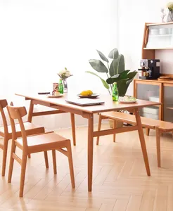 Moderne Massivholz Möbel Kirsche Holz Rechteckigen Holz Esstisch und Stühle Sets für Esszimmer